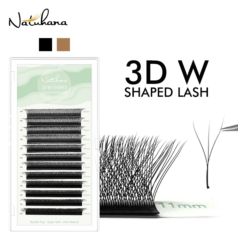 

NATUHANA 3D W shape Matte Eyelash Extension Clover Fans Eyelashes Individual Premade Russian Volume Fan Mink False Lashes Makeup