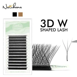 NATUHANA 3D W 모양 매트 속눈썹 확장 클로버 팬 속눈썹 개별 Premade 러시아어 볼륨 팬 밍크 거짓 속눈썹 메이크업