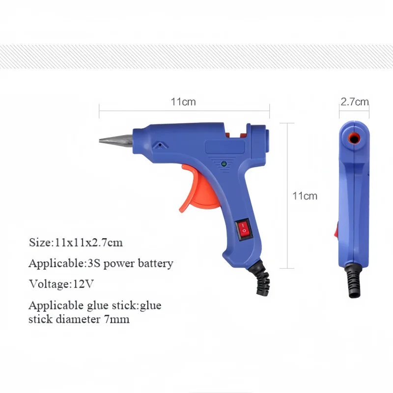 Aviation model glue gun 220/12v hot melt glue gun 20w, with 3s battery, for outfield fixed-wing, DIY small tools Su27 glue stick