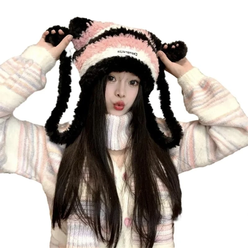 400A 2000s Girls Hats Halloween Gift Warm Soft Ear Hat Outdoors for Halloween
