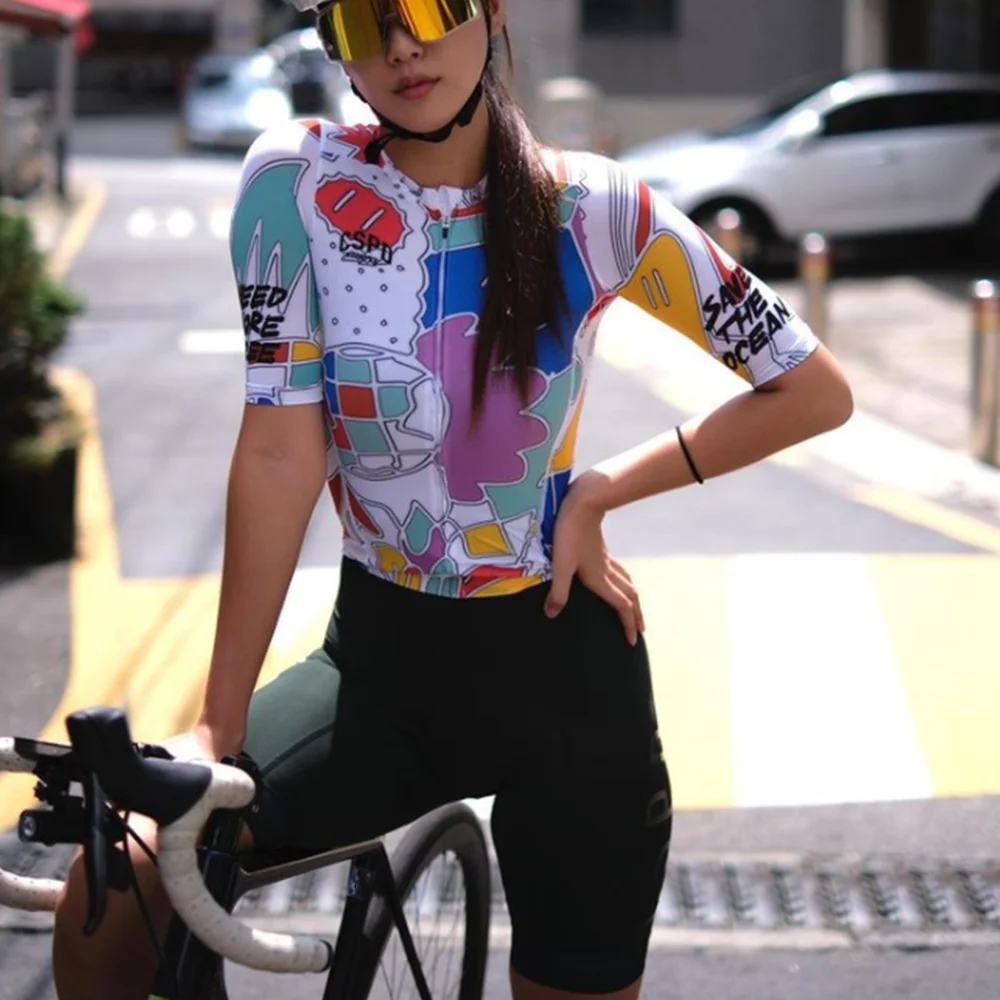 Summer Women\'s C S P D Cycling Short Sleeve Jersey Sets Roupa Ciclismo Maillot Mujer Quick Dry Lightweight Team Bike Clothing