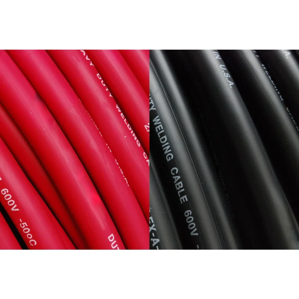 INDUSTRIAL WC0181-100' (50' Blk, 50' Red) 2 Gauge AWG Welding Lead & Car Battery Cable Copper Wire Black + RED