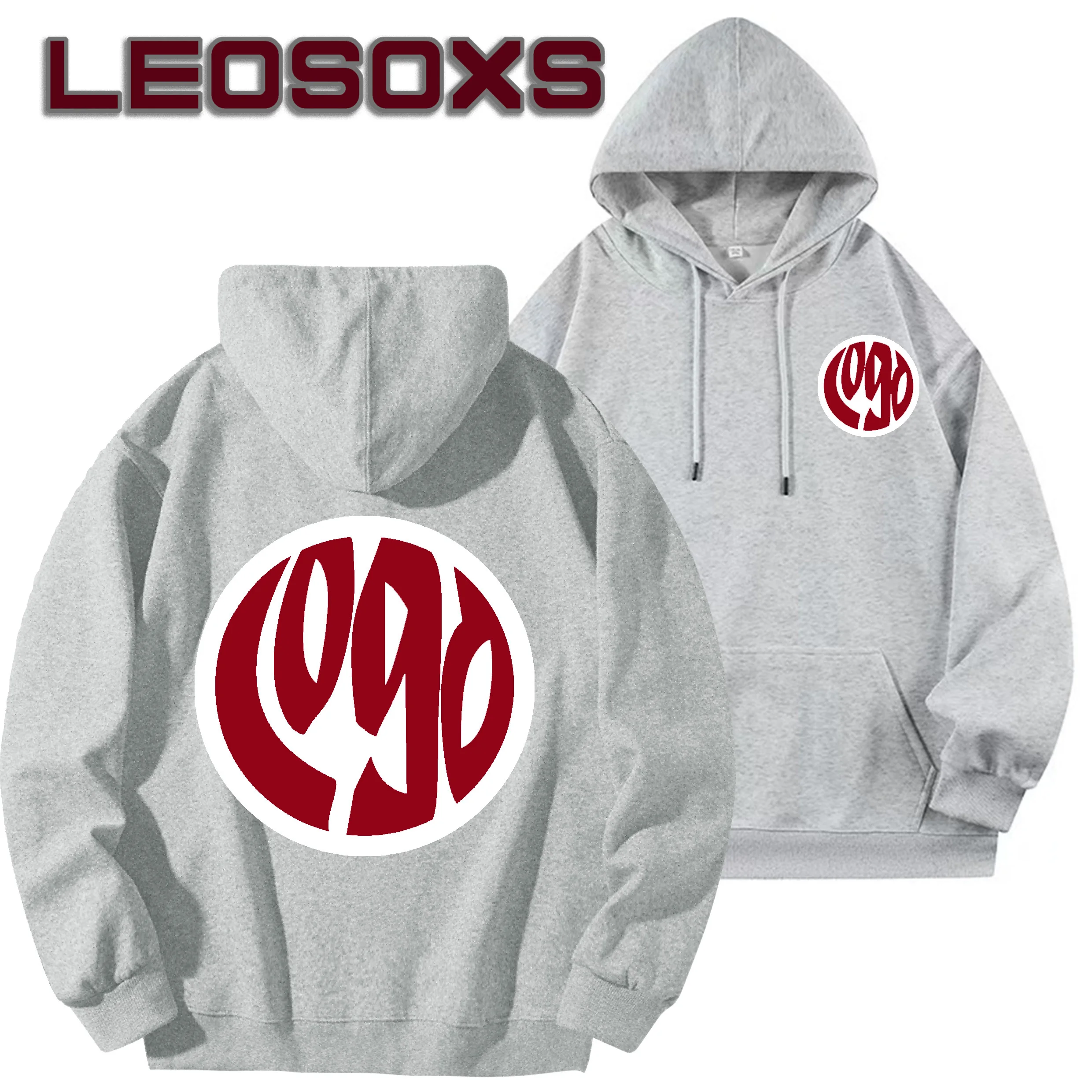 شعار مخصص DIY من القطن الخالص للخريف والشتاء موضة غير رسمية للرجال والنساء بأكمام طويلة بلوزات سوداء بقلنسوة