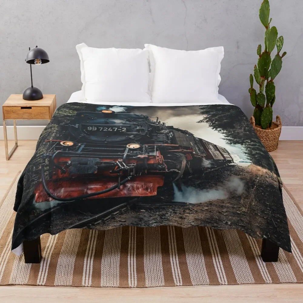 

Locomotive Throw Blanket fluffy Thermal Blankets