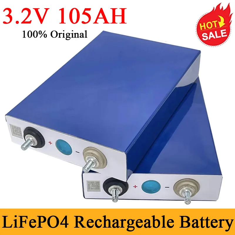 100% 3.2V 105AH LiFePO4 Battery EVE Rechargeable Battery Class A Busless for DIY 12V 24V 48V Lithium Battery Pack Free Shipping