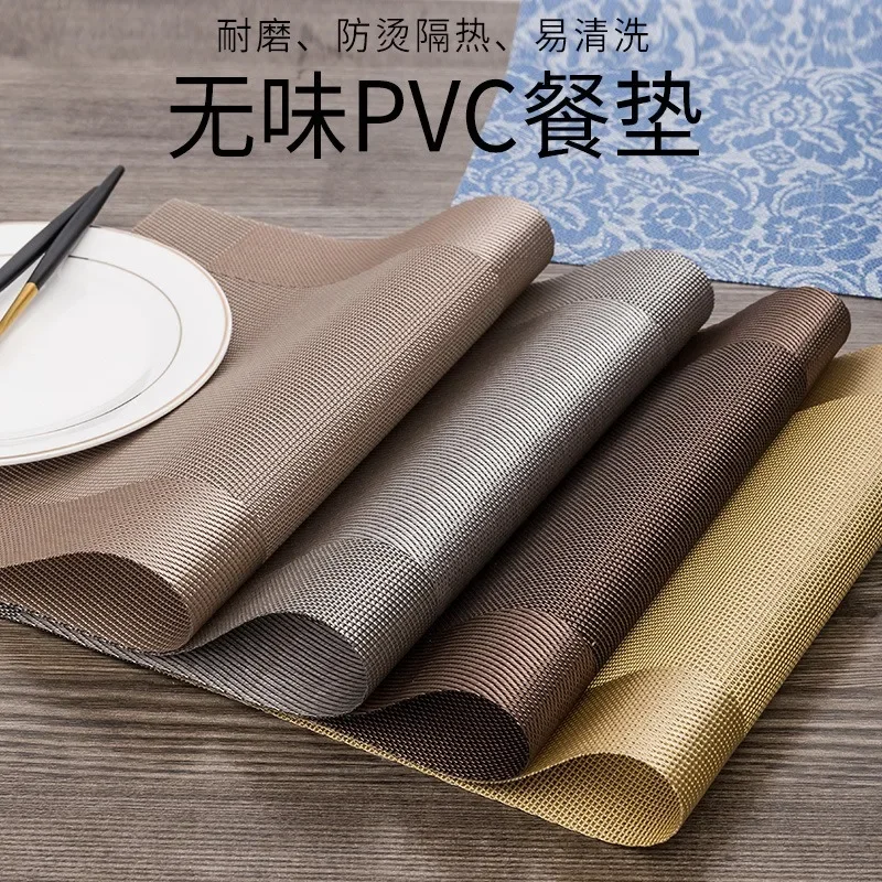 PVC Washable Placemats for Dining Table Mat Non-slip Placemat Set in Kitchen Accessories Cup Coaster Wine Pad Coasters Set