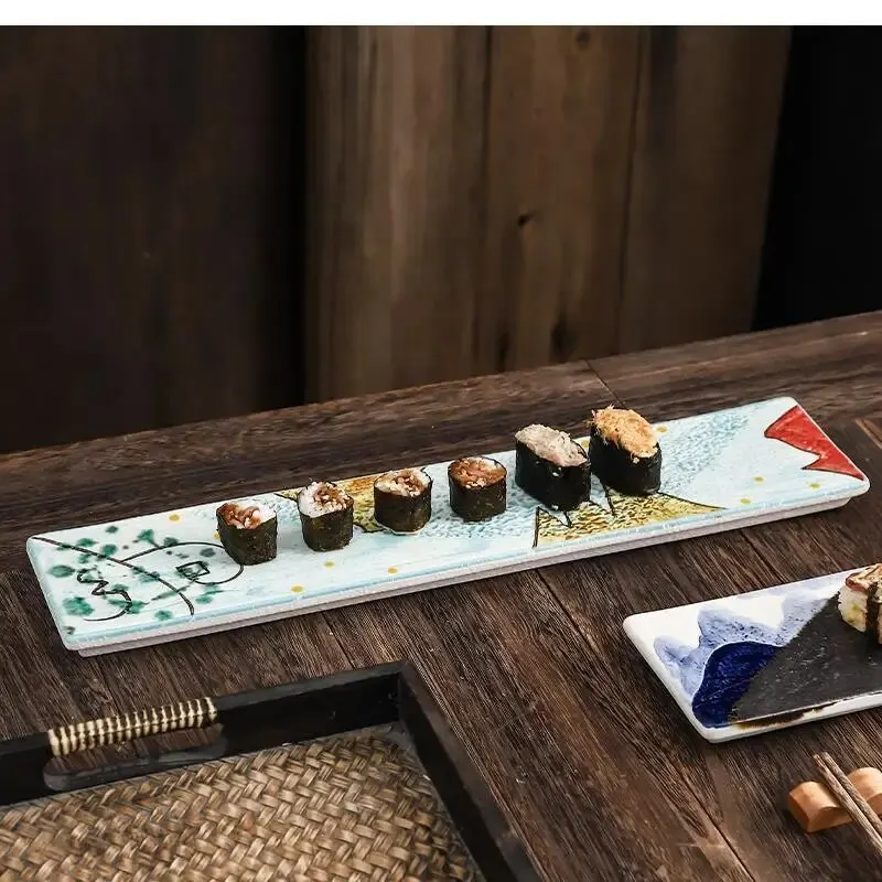 

17.7 Inches Plate Kitchen Decoration Dinner Set Plates and Dishes Rectangular Ceramic Japanese Food Sushi