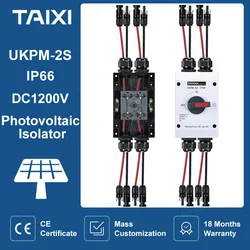 Solar PV Photovoltaic DC Isolation Switch 1A-32A DC1000V 1200V 2 Strings 2 Out Waterproof Disconnect ON OFF Switch IP66