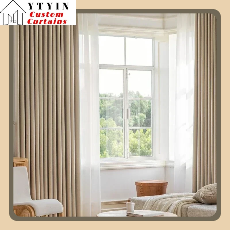 

Fashion Custom Size Chenille Luxury Curtains for Living Room Bedroom Dining Blackout Elegant Embroidered Window Tulle Decor