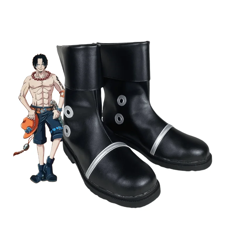 Portgas D Ace Cosplay zapatos botas Anime juego de rol botas de cuero sintético para hombres