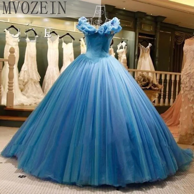 Halloween Women New Movie Blue Cinderella Sweetheart Luxury Wedding Dress Adult Ball Gown Wedding Dresses Robe De Mariee