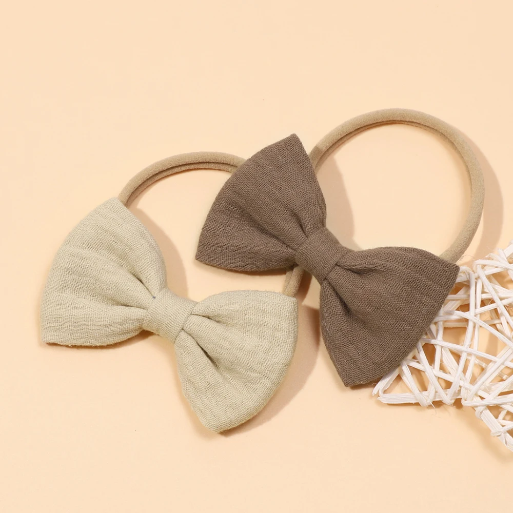 New Baby Girls Headband Two Bowknot Headdress Rubber band  Soft Cotton Kids Headwear Children Hair Accessories Baby Item