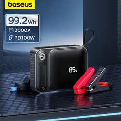 Baseus-arrancador de batería de coche, dispositivo de arranque de coche de 3000A, Banco de energía de 26800mAh, PD, 100W, elevador de cargador de batería de coche de carga rápida