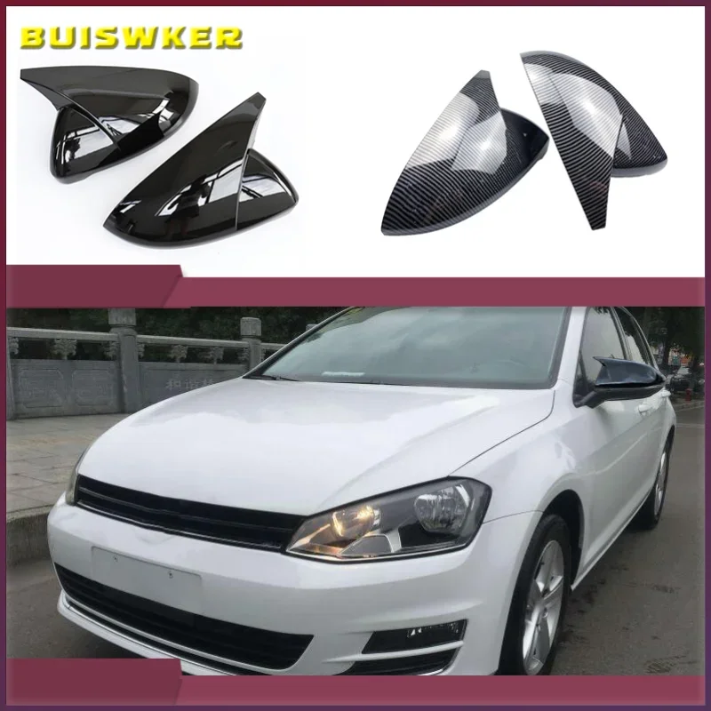 

Black Horn Shape Side Wing Mirror Cover for VW Golf 7 MK7 7.5 GTD R GTI GTE VII Cap E-golf Sportsvan 2013 2018 2019 2020 replace