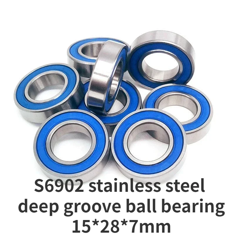 S6902 stainless steel deep groove ball bearing 15*28*7mm rubber seal cap (RS)ABEC-7