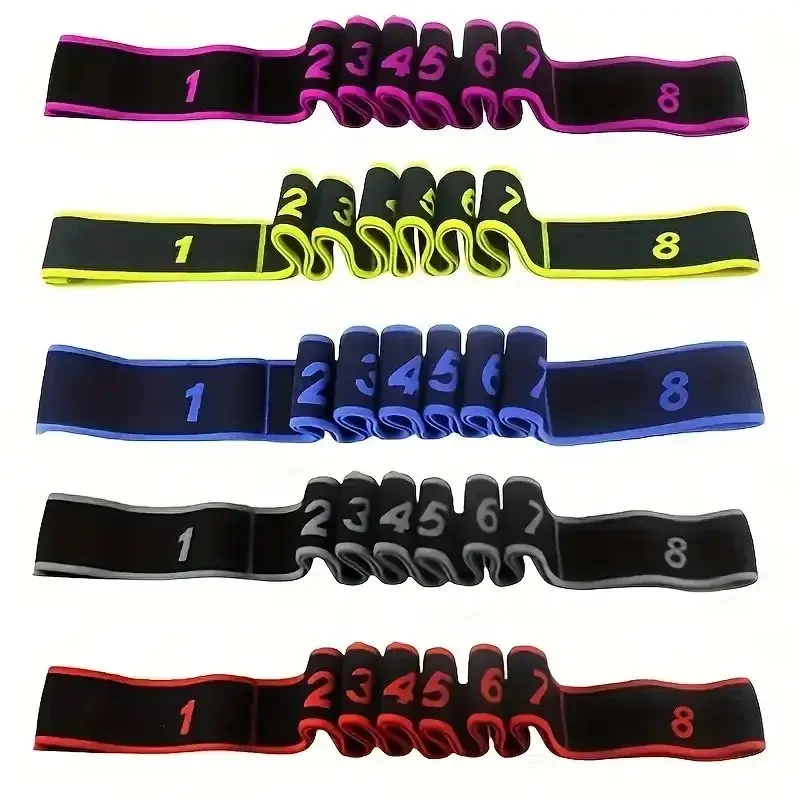 Yoga Elastic Resistance Band With 8 Independent Rings Home Fitness Segmented Stretching Rope Pilates Training Equipment