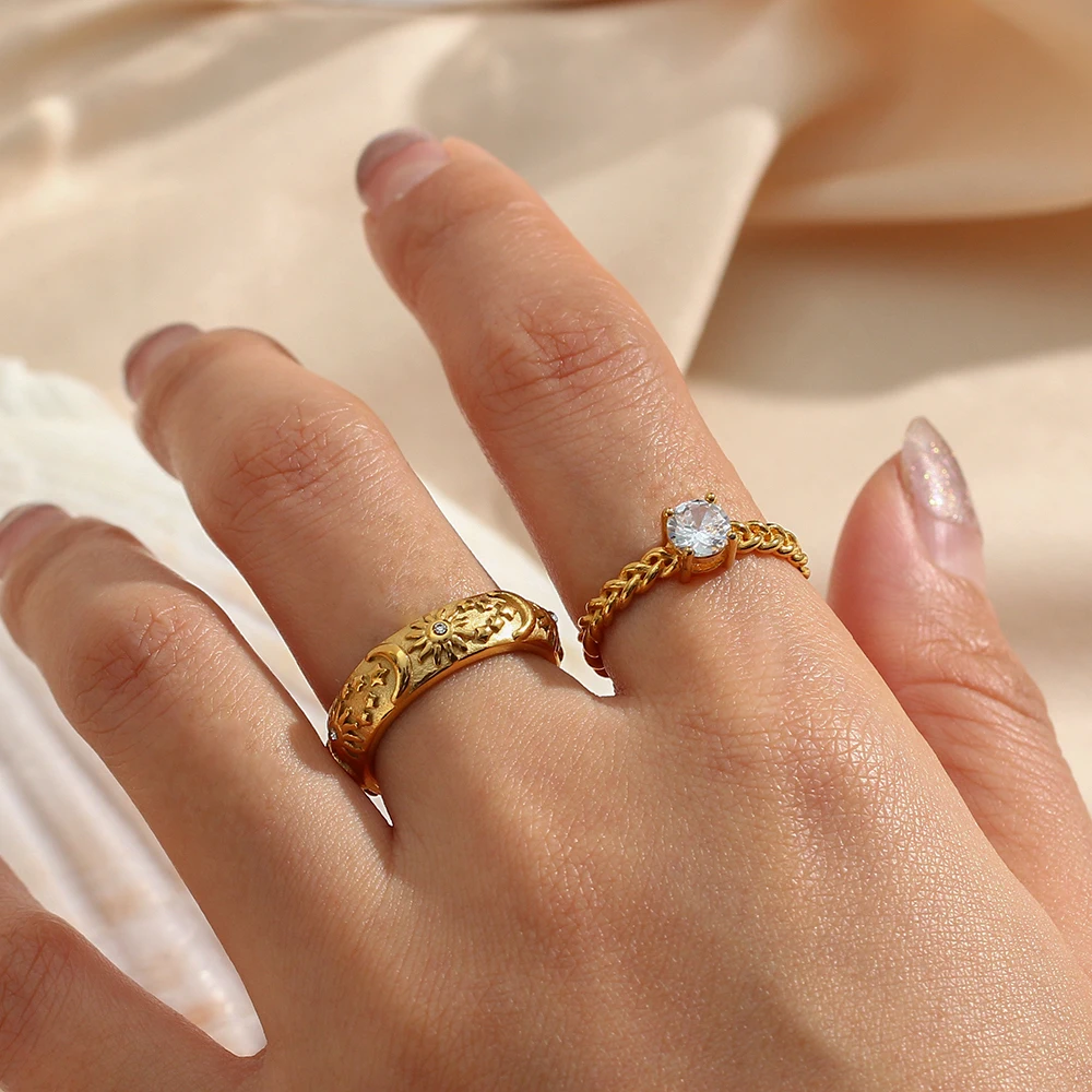 E.B.belle Classical Vintage Women Gold Plated Jewelry Set Chunky Statement Earring Rings India Dubai Gold Jewelry Accessories