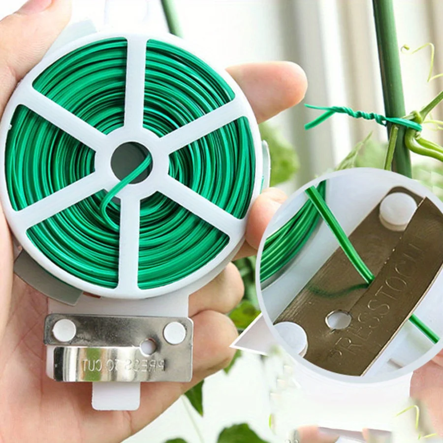 1 Roll 100M Multifunctional Plastic Steel Twist Tie Sturdy Reusable Garden Flower Plant Support Strap Tie