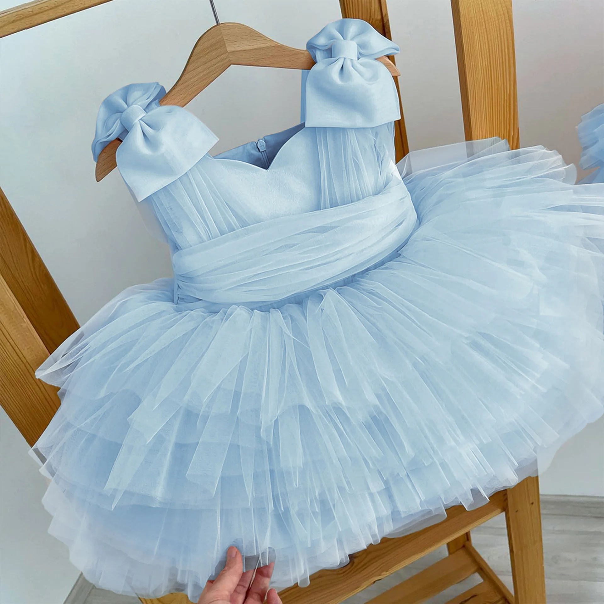 

Summer Girls princess dress 1-4 Y baby Girls wedding sleeveless butterfly mesh carnival birthday party Formal evening dress