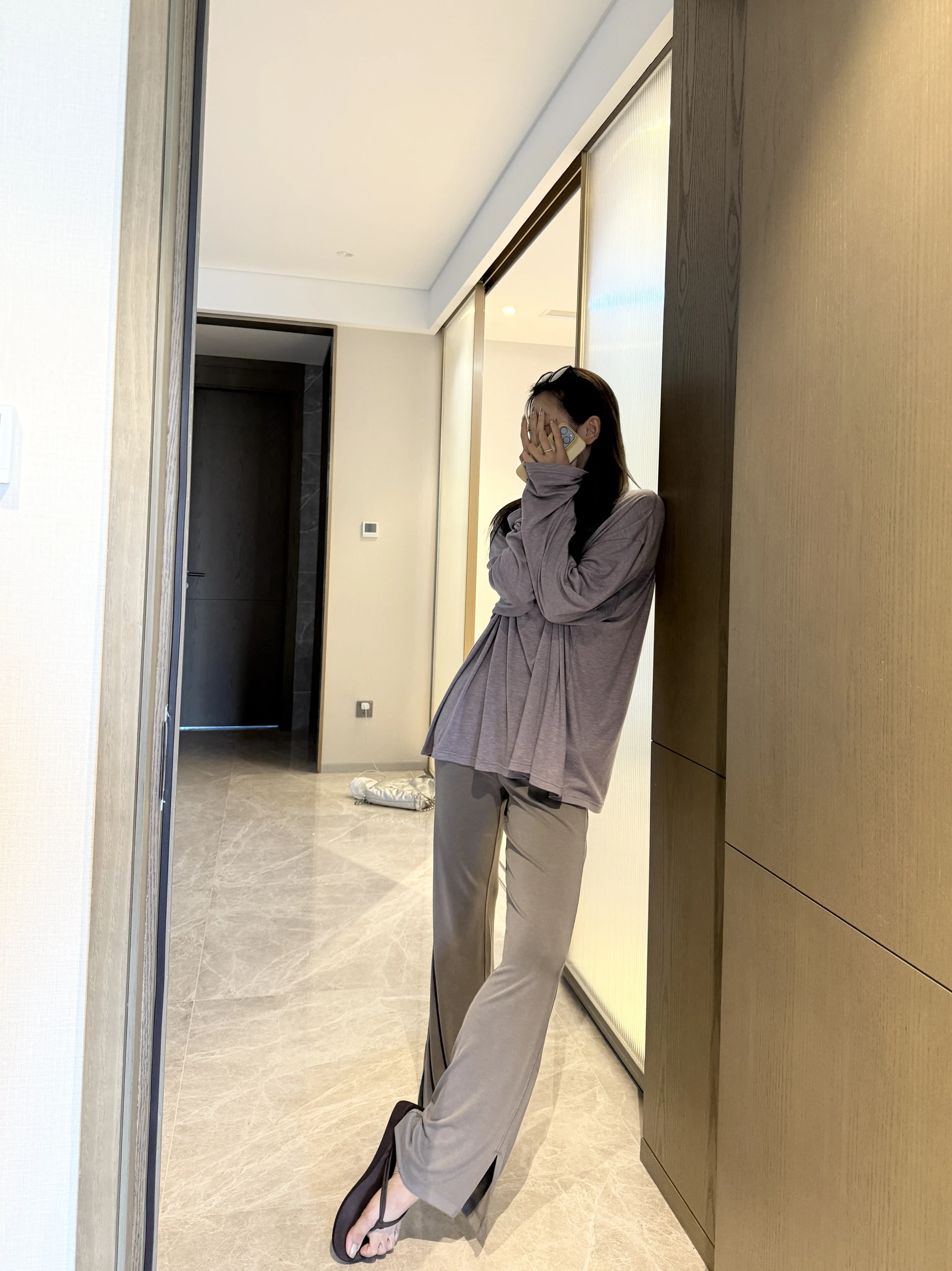 

Леггинсы SeanAnn для йоги с высокой талией, прямые, повседневные, струящиеся, с эффектом удлинения ног, с отворотами и разрезами