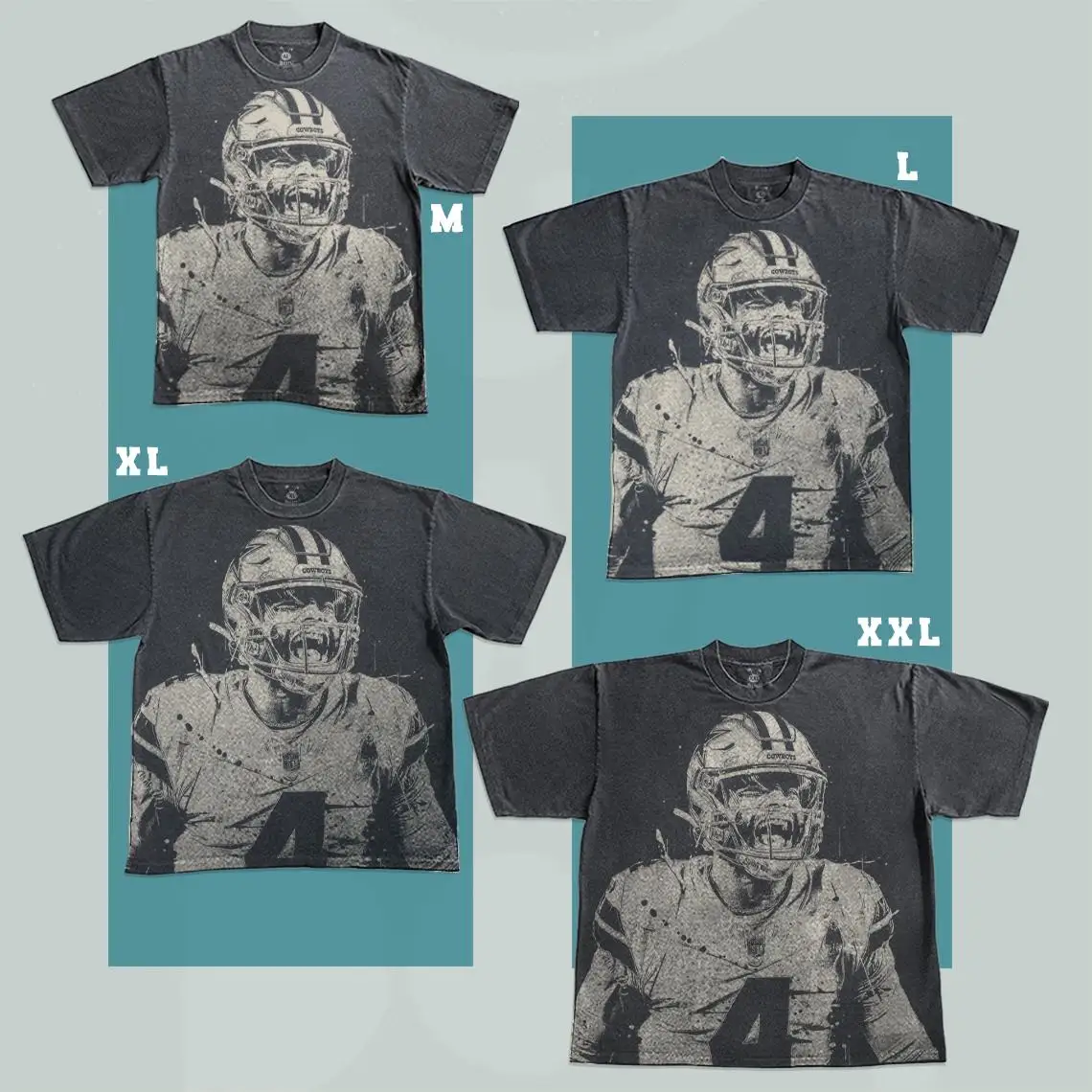 Dak Prescott Handmade Bleached Shirt: Football Tee Spray Art Shirt Faded Black Cotton Unisex Tee Gift for Him, Her