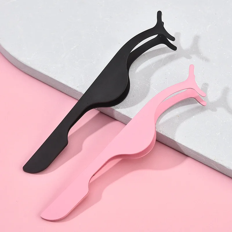 Assistente per ciglia finte in acciaio inossidabile, piegaciglia colorata, pinzette, strumento di bellezza portatile