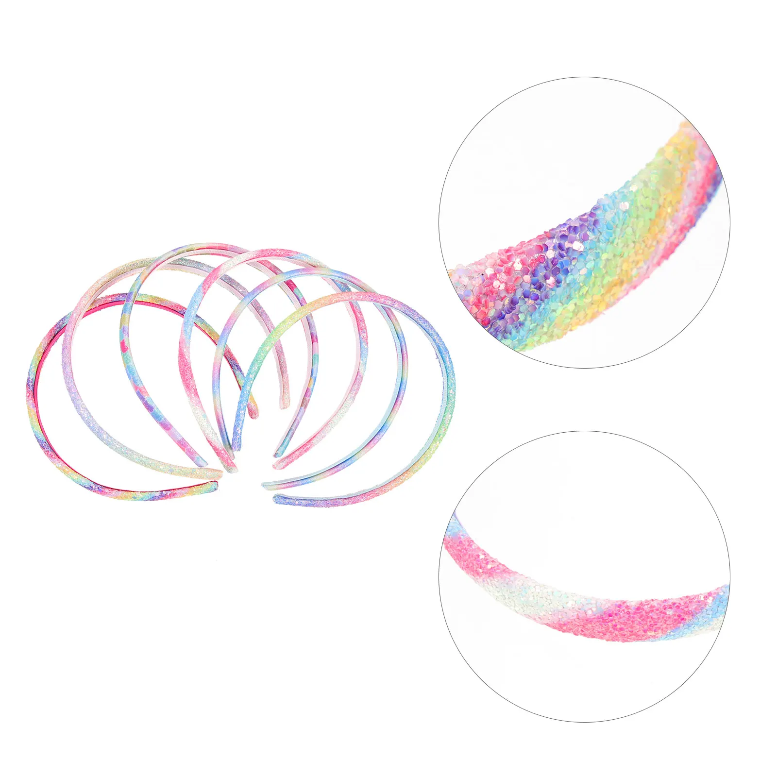 

6pcs Mermaid Color Headbands Girls Accessories Non Slip Sequin Printed Hair Hoop Decorative Party Supplies For Women