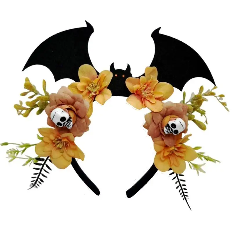 A52E Punk Design Fledermaus Schädel Stirnband Haar Ornament Mit Dekore Für Erwachsene Kinder Halloween Party Und Feativ – Detail 3