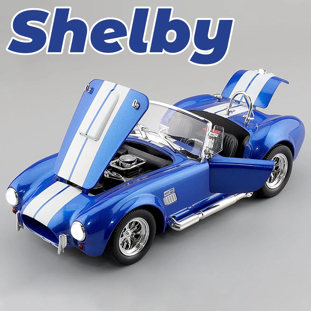 1:24 Shelby Cobra Phantom Miniature Toys Car Diecast Alloy Model Doors Opened Sound and Light Pull Back Vehices Christmas Gifts