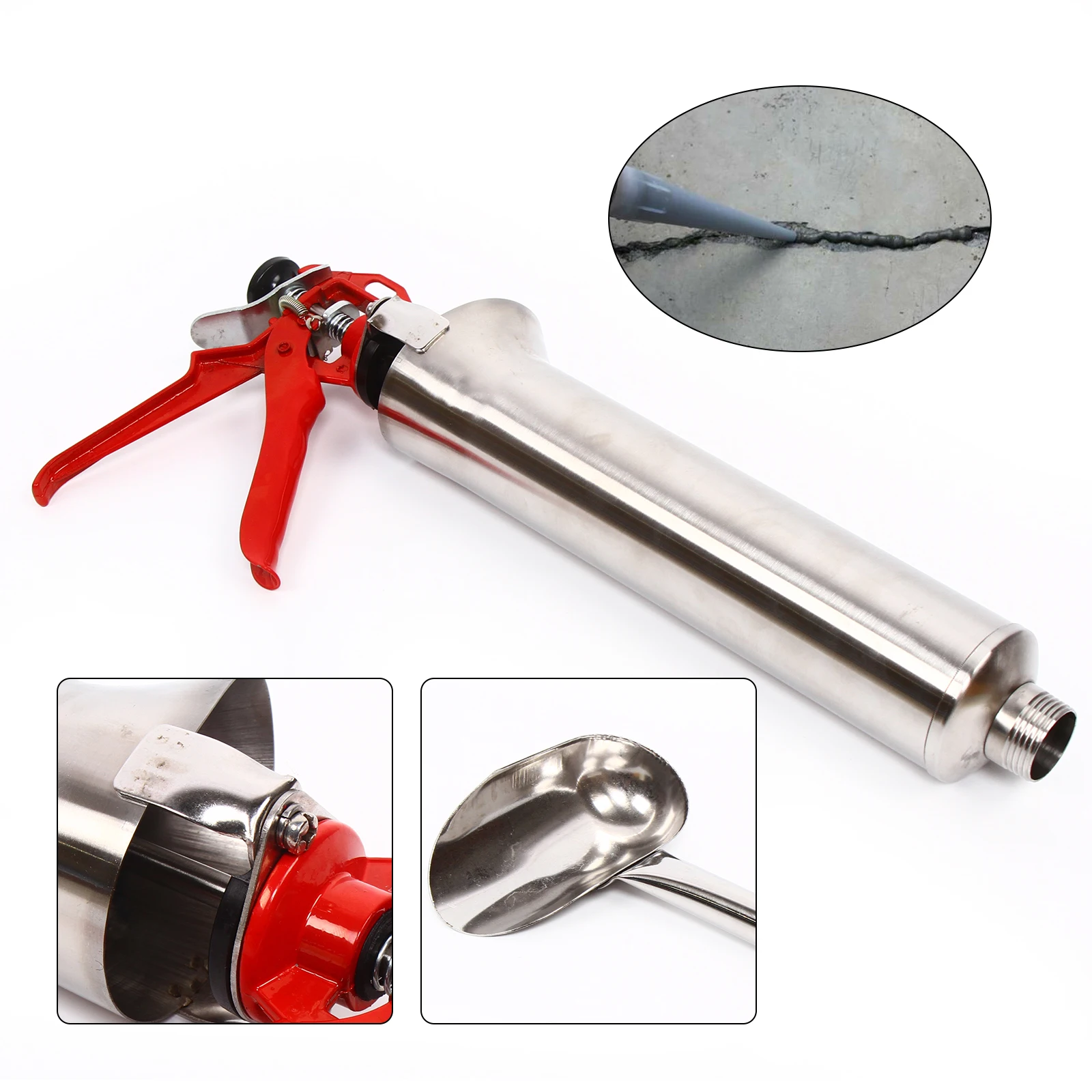 Mortar Gun for Brick Pointing Grouting Cement Lime Applicator Tool + 2 Nozzles Cement Grout Mortar Sprayer Caulk Grouting Gun