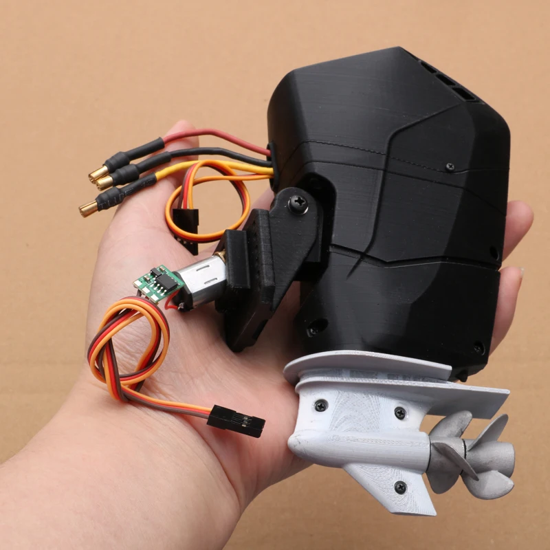 1 szt. RC łódź 3S silnik zaburtowy 3D wydrukowano powłokę podwójna przekładnia śmigłowa do zdalnego sterowania symulacja statku silnik mocy