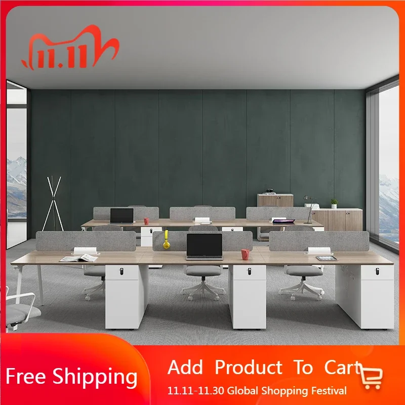 

Длинный большой офисный стол, деревянный кабинет, современный компьютерный игровой офисный стол, стоячие полки для конференций, мебель для дома Meuble Bureau