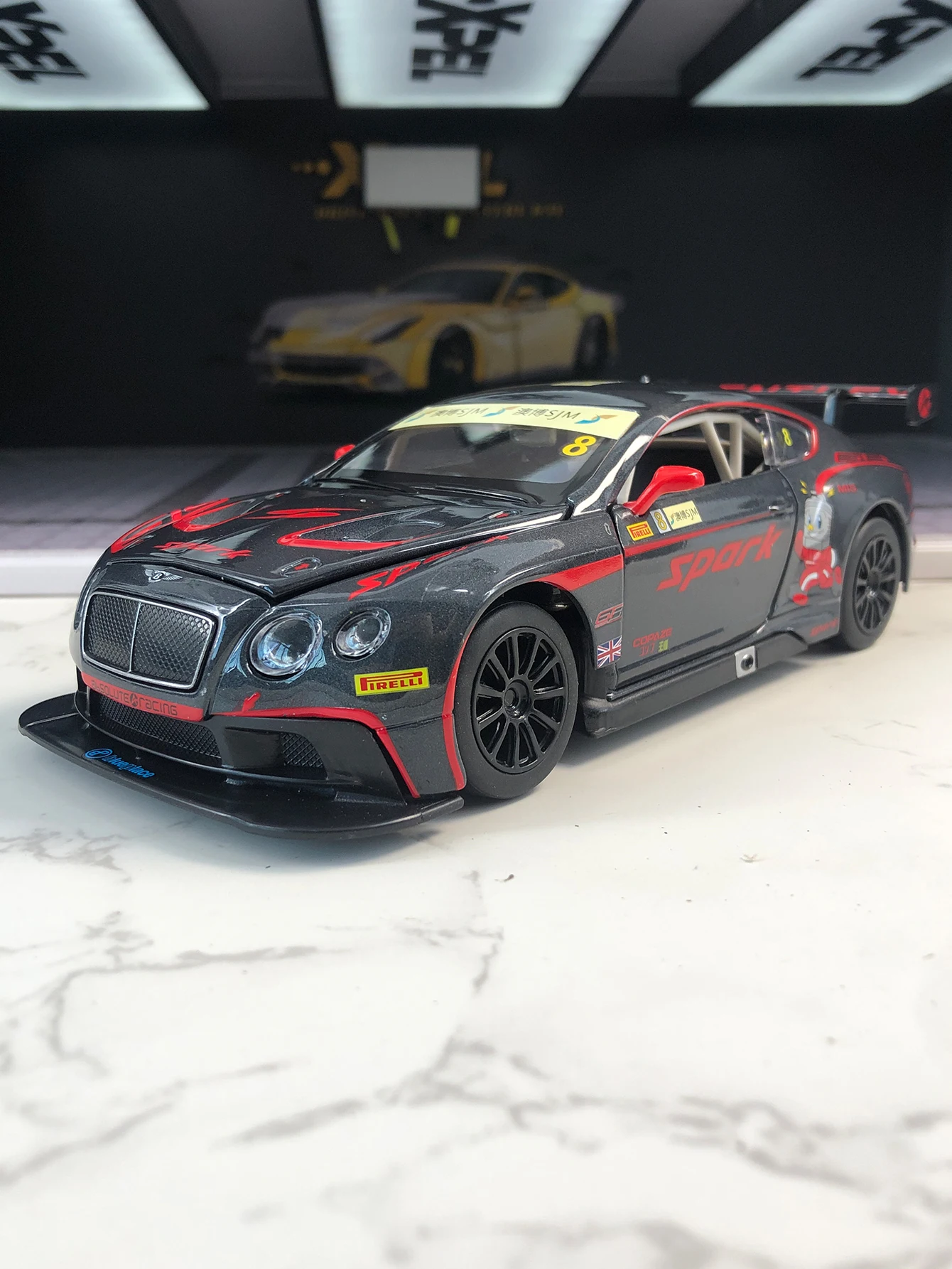 CCA 1:24 Simulation Zinc Alloy Bentley Continental GT3 Model Car, Static Ornament, Metal Collectible Gift Car