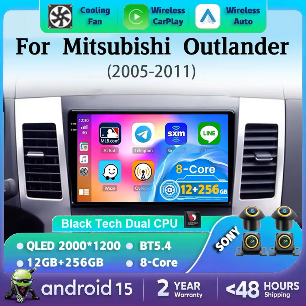 

Android 15 Carplay Auto 2K экран автомобильный радиоприемник мультимедийный плеер для Mitsubishi Outlander 2005-2011 авторадио GPS стерео