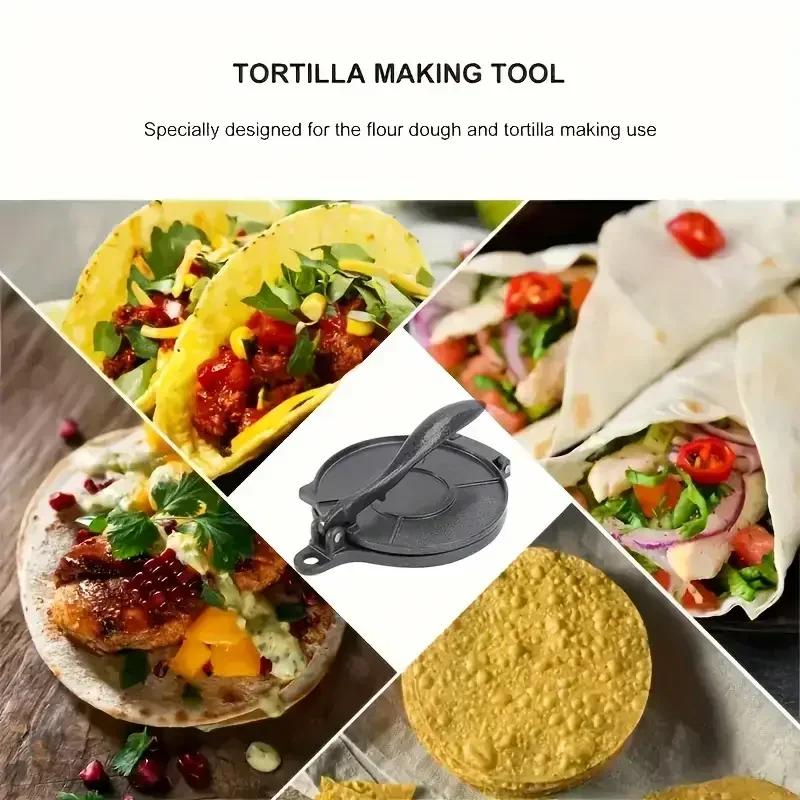 Tortilla Press Manual Dough Maker & Pasta Mold, Food-Safe Kitchen Gadget for Baking and Pastry