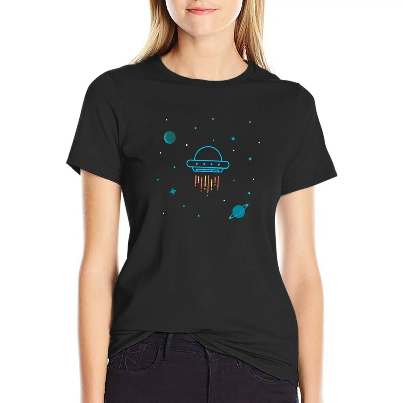 

Cool UFO Sci Fi Space T-Shirt sweat sports fans customizeds anime Women clothing