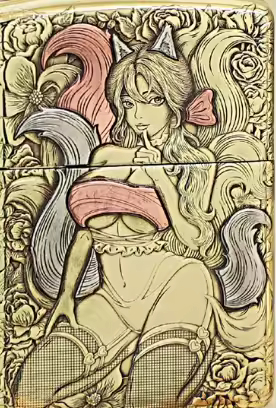 LXF inlay tech brass funny lady double side relief lighter