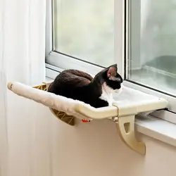 Mewoofun Window Sill Mount Cat Perch One-Step Sliding Adjustment Cat Window Hammock with Removable Covers Suction Cup-Free