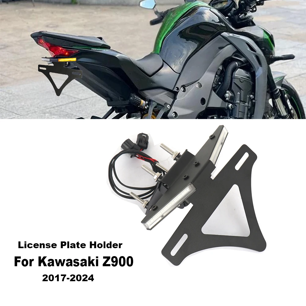 

For KAWASAKI Z 900 Z900 z 900 2017-2024 License Plate Holder Motorcycle Tail Frame Bracket LED Number Light Fender Eliminator