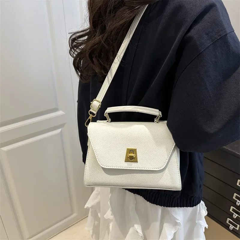 Small Square Bag Textured Soft Leather High End Versatile Shoulder Handbag Oblique Span Simple Popular Style For Women Daily view 3