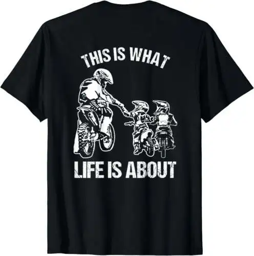 Dirt Bike Dad Motocross Motorcycle FMX Biker Father and Kids T-Shirt Black Tee