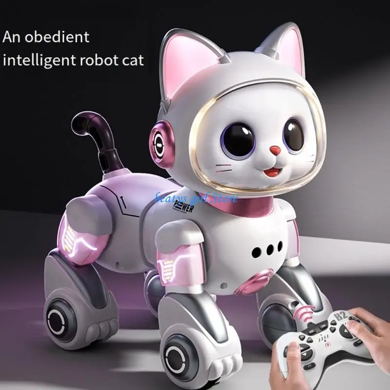 C7AB Meowing Interactive Voice Electric Robot Kittenish Toy Remote Control For Kids Educational Play Gift Birthday Christmas