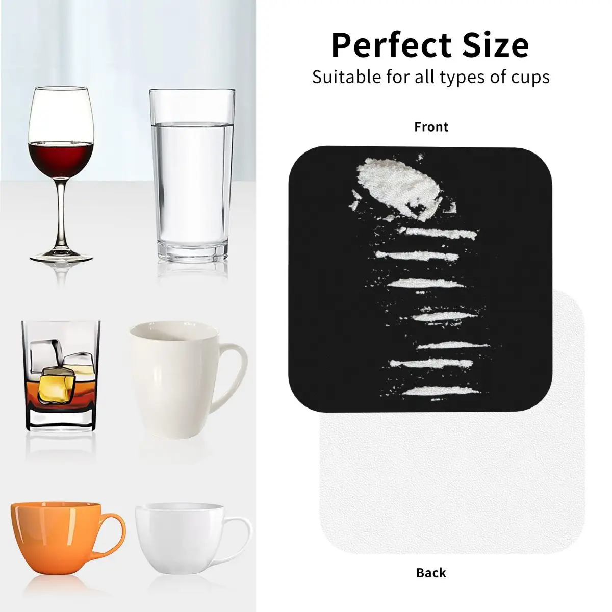 Cocaine 2 Coasters Kitchen Placemats Non-slip Insulation Cup Coffee Mats For Decor Home Tableware Pads Set of 4