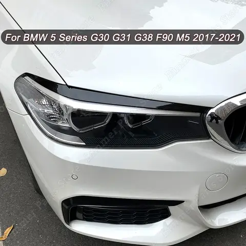 자동차 앞 헤드 라이트 눈꺼풀 눈썹 BMW 5 시리즈 G30 G31 G38 F90 M5 525i 530i 540i 2017-2021 헤드 램프 커버 트림 3D 스티커 자동차 앞 헤드 라이트 눈꺼풀 눈썹 BMW 5 시리즈 G30 G31 G38 F90 M5 525i 530i 540i 2017-2021 헤드 램프 커버 트림 3D 스티커