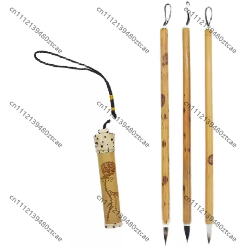 Linglong Small Regular Script Calligraphy Brush, Purple Rabbit Hair Xiangfei Bamboo Handle Chinese Writing Brush