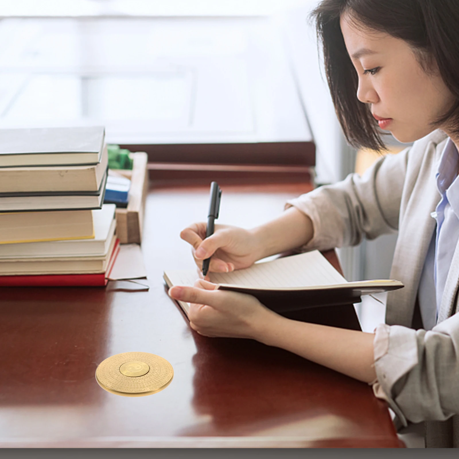 

Chinese Eight Diagrams Brass Stress Relief Plaything Portable Metal Fidget Taichi Design Adults Teens