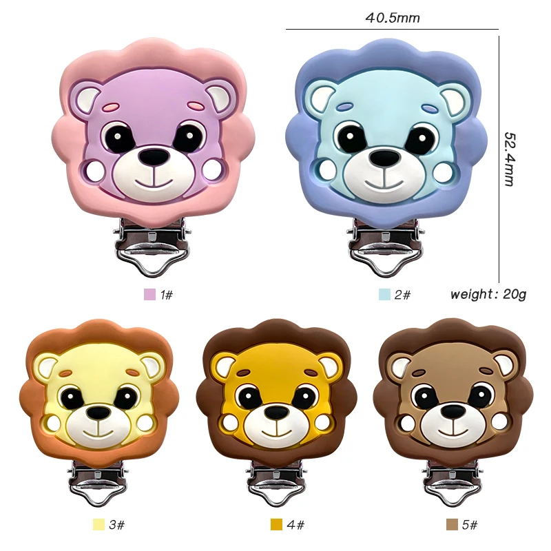 

3pcs Lion Clips Silicone BPA Free DIY Baby Teething Pacifier Dummy Nursing Sensory Necklace Chain Clips Toys