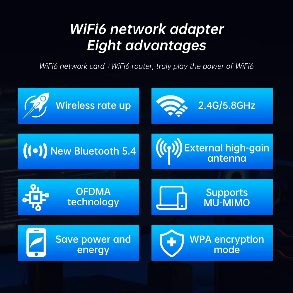 AX900 WiFi 6 Bluetooth 5.4 PCIe Card 900Mbps for Desktop PC Gaming 4K Streaming WPA3 Windows 11 Low Latency Dual Antenna MU-MIMO