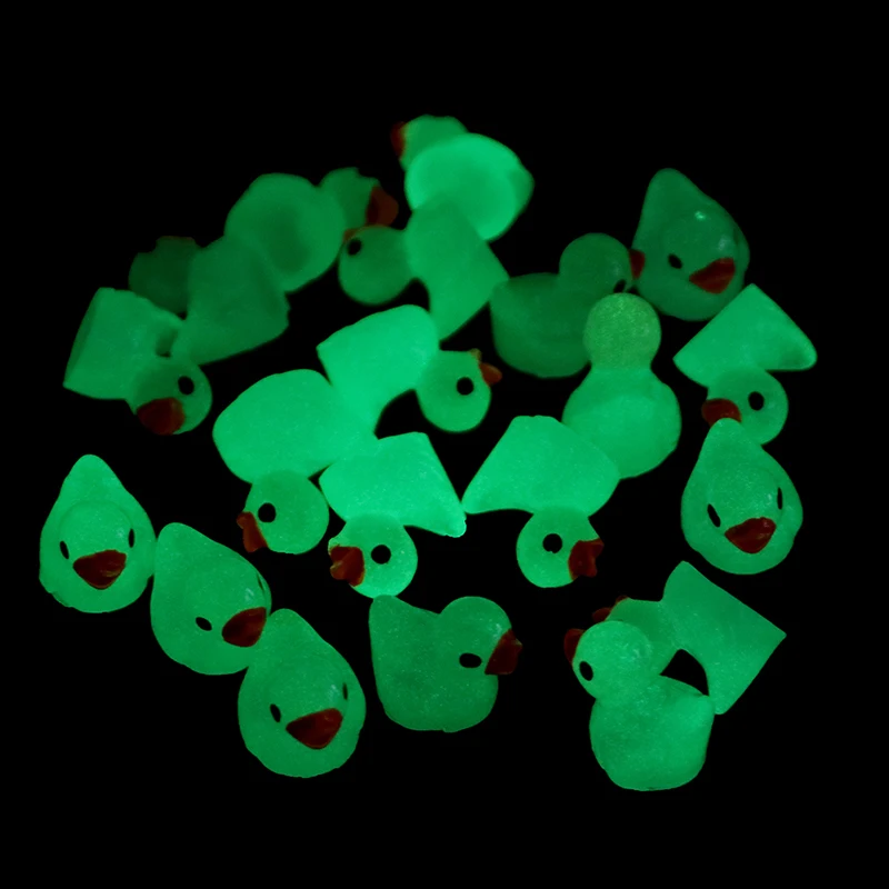 20Pcs Mini Luminous Resin Ducks Glow in The Dark Miniature Ornament Tiny Ducks For DIY Garden Dollhouse Duck Accessories