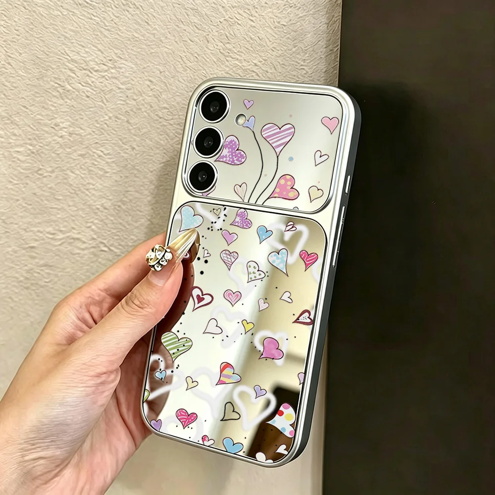 Love Heart Makeup Mirror Phone Case For Samsung Galaxy S25 S26 Ultra S24 S23 FE A57 A17 A07 A37 A56 5G A55 A54 A36 A35 A53 Cover - view 6